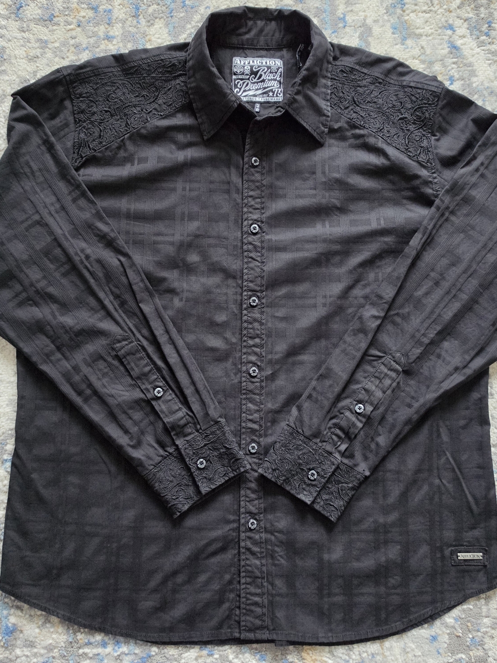 Affliction Black Premium Men's Shirt Slim Fit 2XL